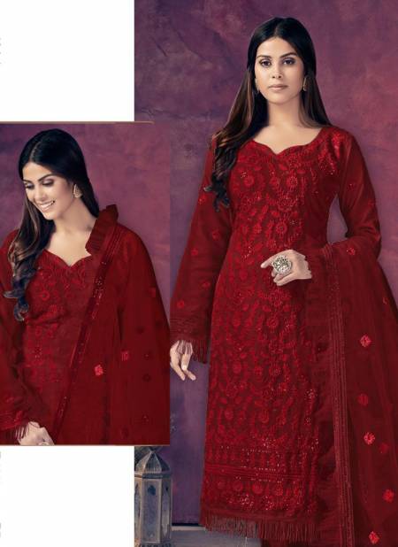 Red Colour Ramsha R-512 NX New Designer Georgette Salwar Suit Collection 512 C